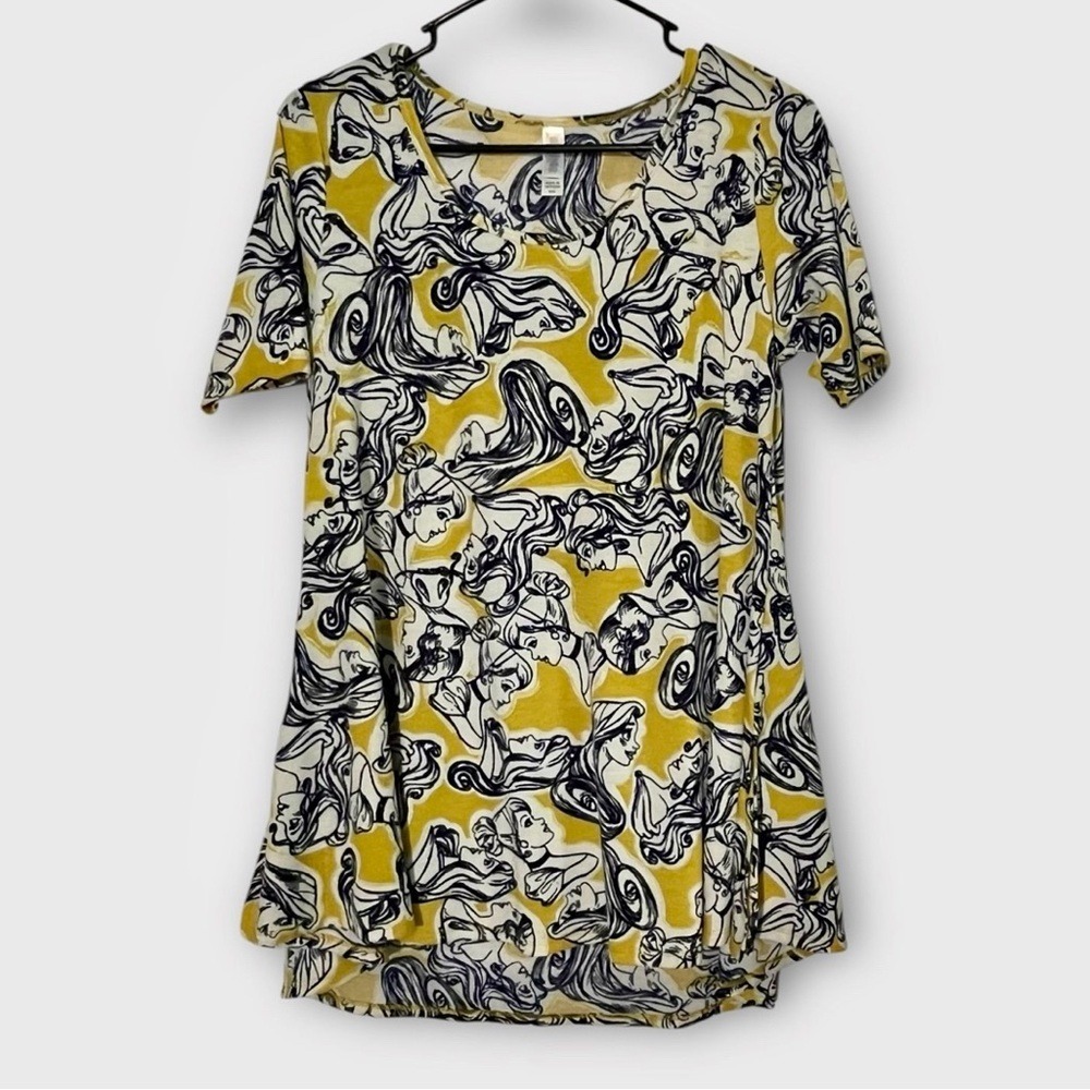 Women's Lularoe Disney Princess Yellow XXS Perfect Tee Shirt Ariel Cinderella